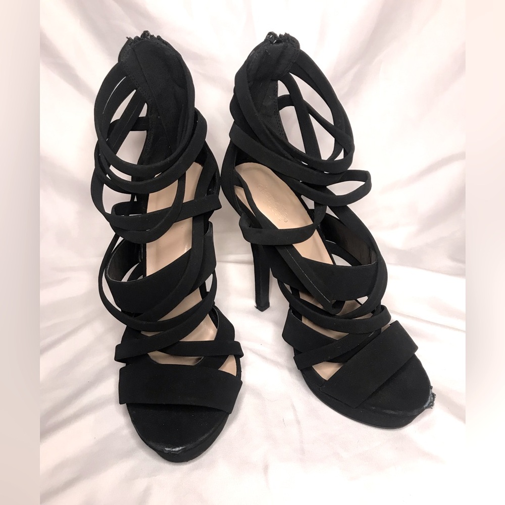 Charlotte Russe Vintage Classic Y2K Black Strappy Heels Size 8